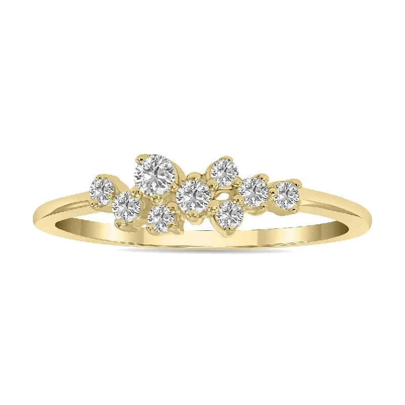 Women’s adjustable band ring-Marquee 1/4 CTW Lab Grown Diamond Clustered Ring in 10K Yellow Gold (F-G Color, VS1- VS2 Clarity)