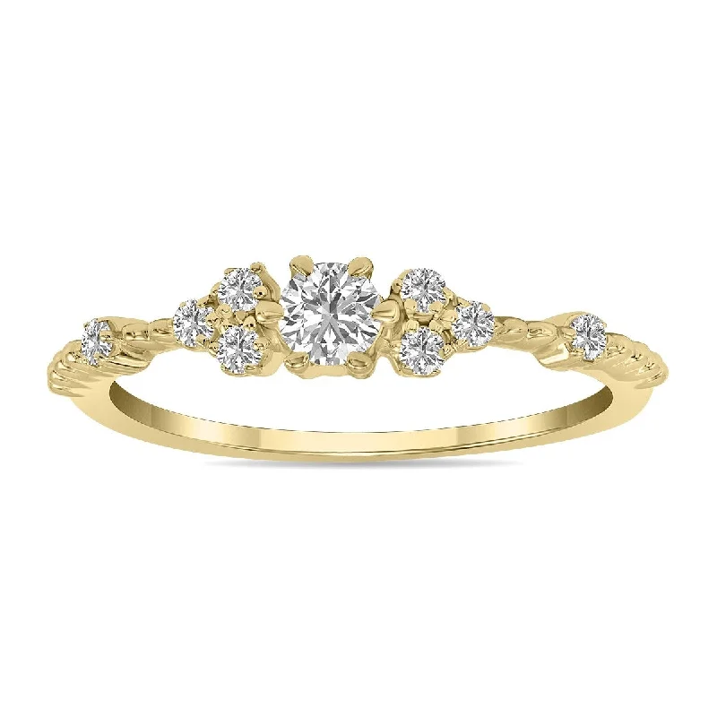 Women’s minimal ring-Marquee 1/3 CTW Lab Grown Diamond Ring in 10K Yellow Gold (F-G Color, VS1- VS2 Clarity)