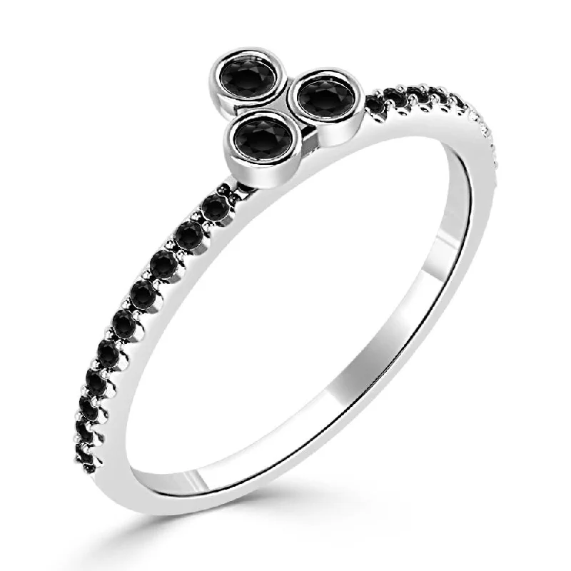 Women’s adjustable ring-Auriya 10k Gold 1/5ctw Modern 3-Stone Black Diamond Ring