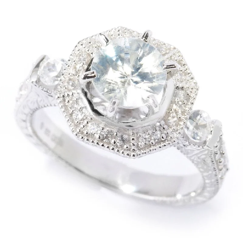 Women’s engagement ring-Platinum o/Silver 2.77ctw White Natural Zircon Cocktail Ring