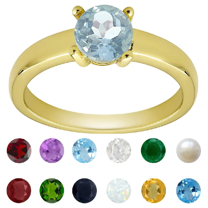 Women’s stackable wedding rings-Dolce Giavonna Gold Overlay Gemstone Birthstone Solitaire Ring