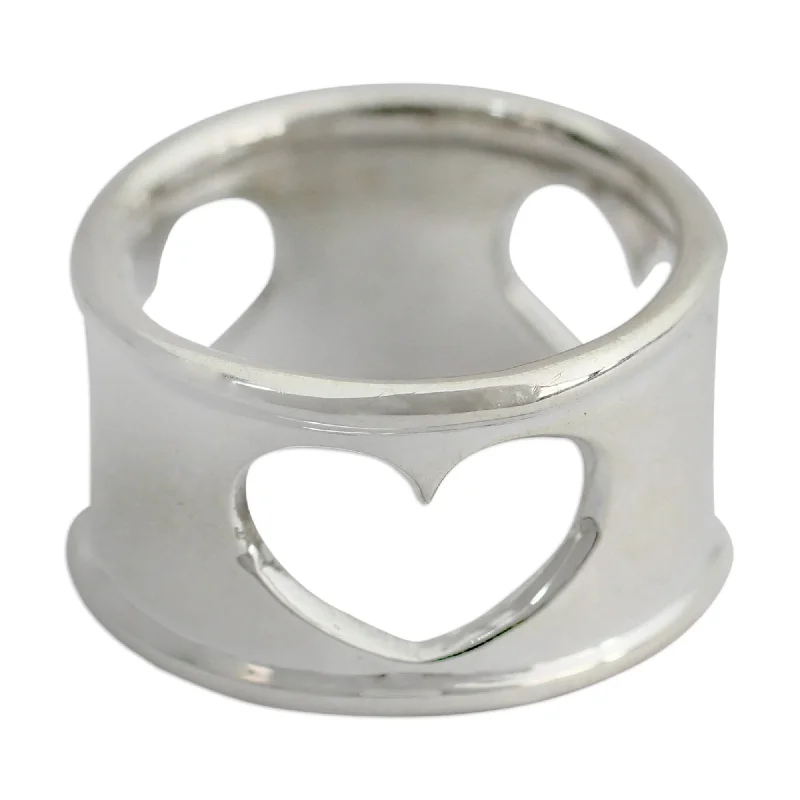 Women’s stackable gold rings-Handmade Threefold Love Sterling Silver Ring (India)