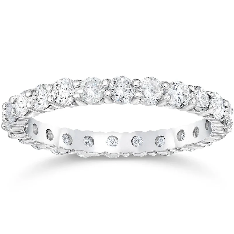 Women’s diamond ring-Pompeii3 14k White Gold 2 ct TDW Diamond Eternity Ring Womens Anniversary Stackablee Band Lab Grown Eco Friendly