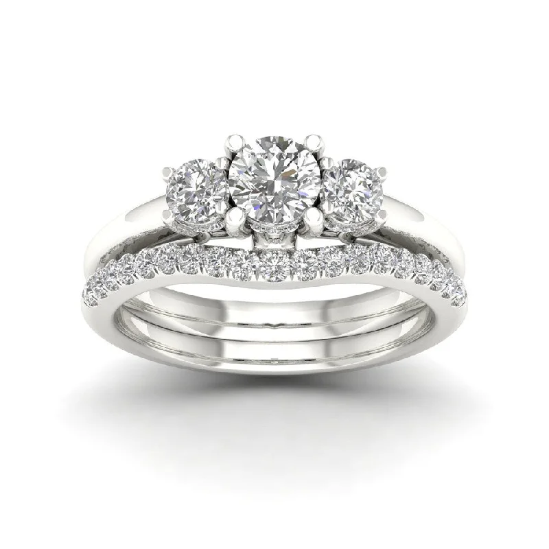 Women’s infinity ring-De Couer 1 1/2ct TDW Diamond Three Stone Anniversary Ring Set - White