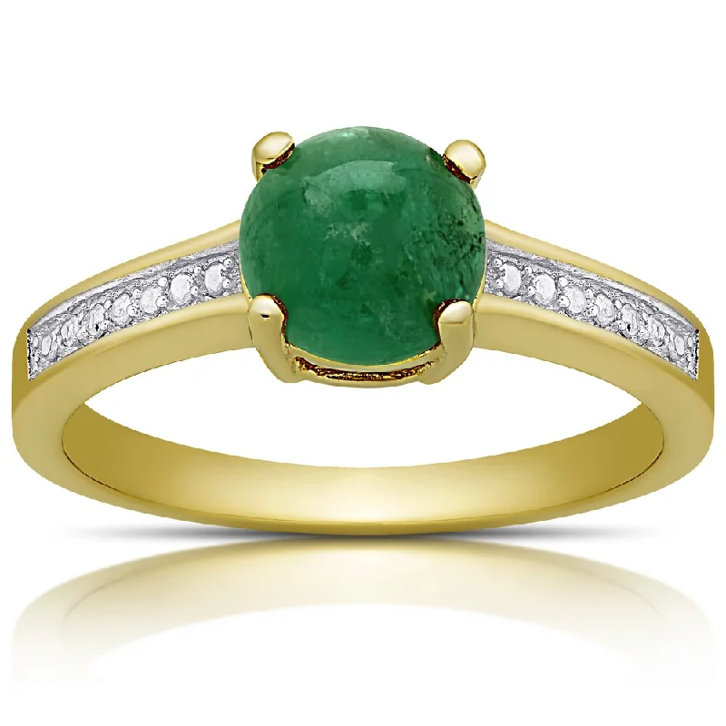 Women’s stackable rings-Dolce Giavonna Gold Over Sterling Silver Gemstone and Diamond Accent Solitaire Style Ring