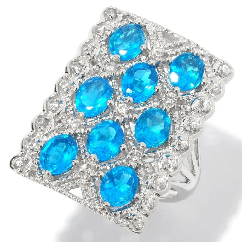 Women’s antique style ring-14k Gold Apatite and White Zircon Rectangle Ring