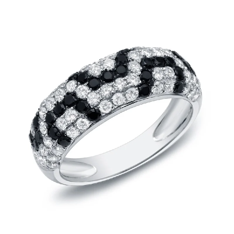 Women’s personalized ring-Auriya 14k White Gold 1 1/2ct TDW Black and White Pave-set Diamond Ring