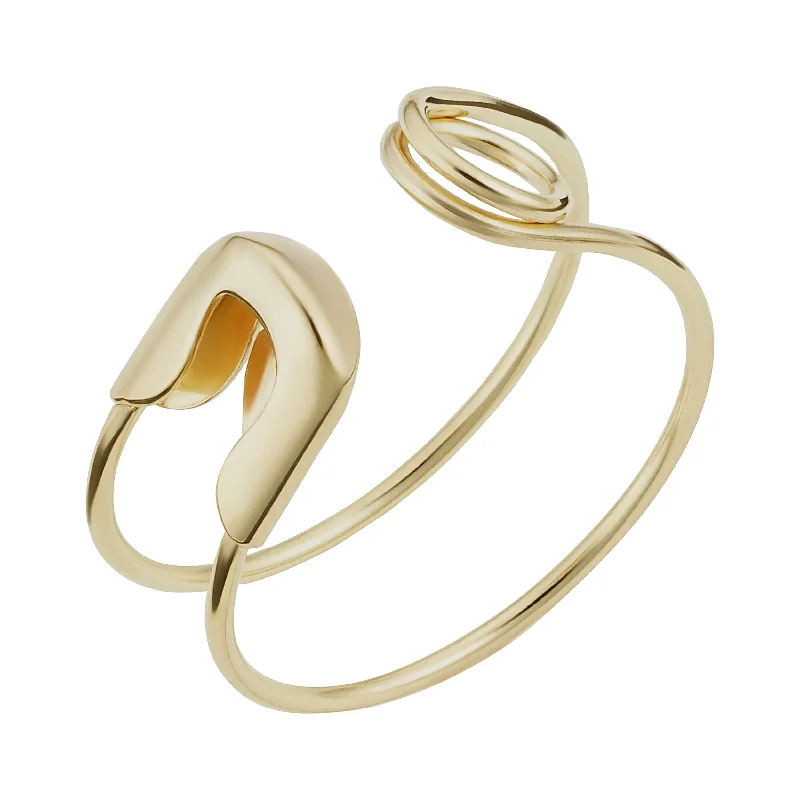 Women’s ring set-14k Yellow Gold Safety Pin Open Ring for Women