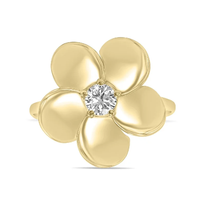 Women’s mixed-metal ring-Marquee 1/3 CTW Lab Grown Diamond Flower Ring in 10K Yellow Gold (F-G Color, VS1- VS2 Clarity)