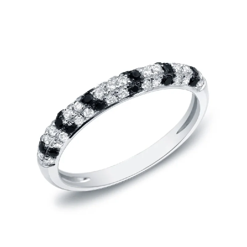 Women’s sapphire engagement ring-Auriya 14k White Gold 1/4ctw Black and White Pave-set Diamond Ring