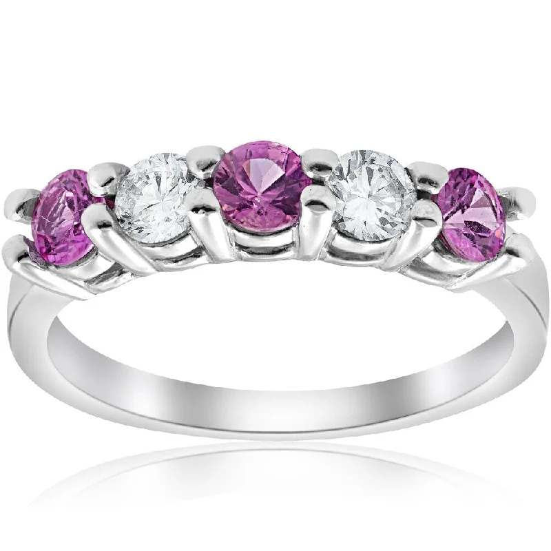 Women’s halo engagement ring-Pompeii3 14K White Gold 1 1/10ct Pink Sapphire & Diamond Ring