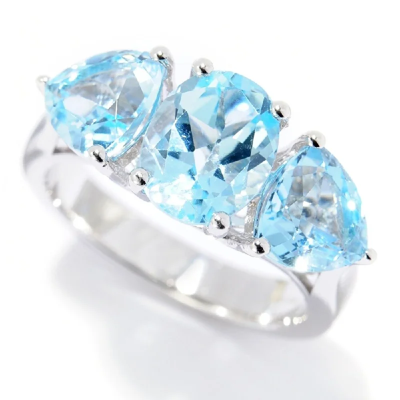 Women’s gemstone wedding ring-925 Sterling Silver Sky Blue Topaz Ring