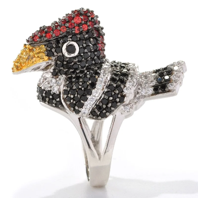 Women’s large statement ring-Sterling Silver with Natural Multi Gemstone Critter Ring