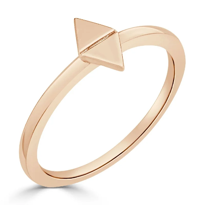 Women’s cocktail ring-Auriya 10K Gold Stackable Geometric Triangle Modern Ring