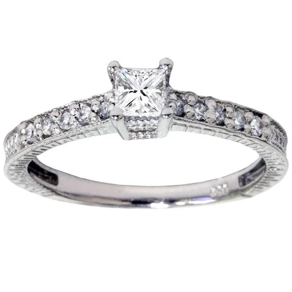 Women’s art deco ring-14k White Gold 1/ 2ct TDW Diamond Promise Ring