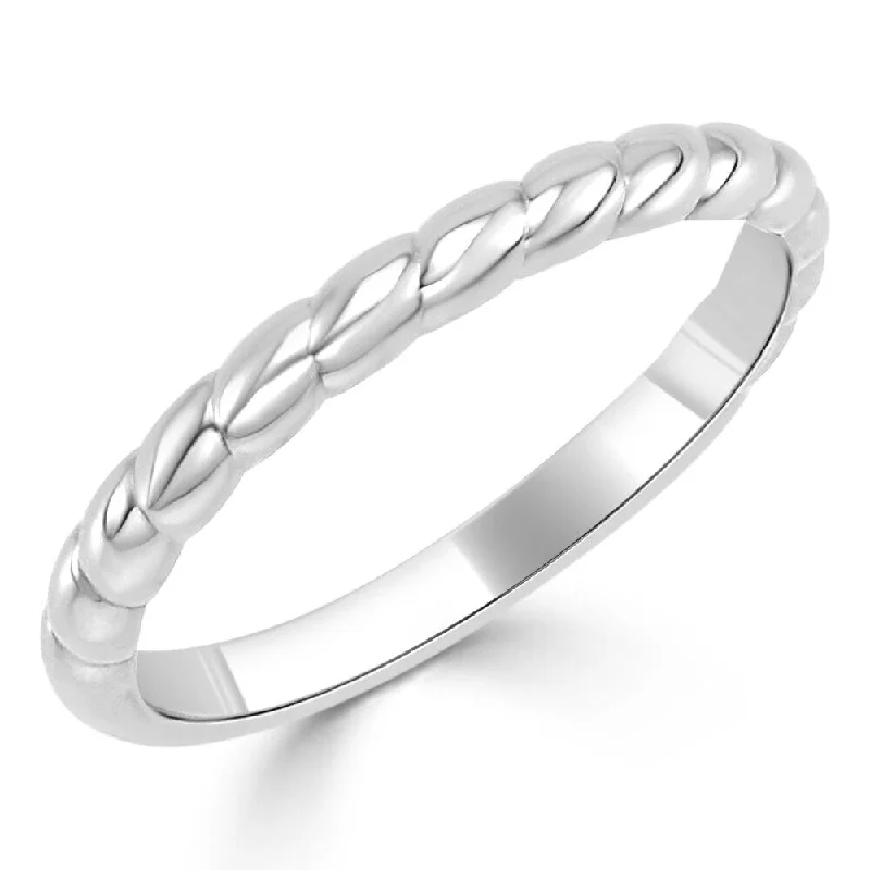 Women’s wedding set ring-Auriya Petite Ultra-Thin Stackable Twisted Rope Style 10k Gold Ring