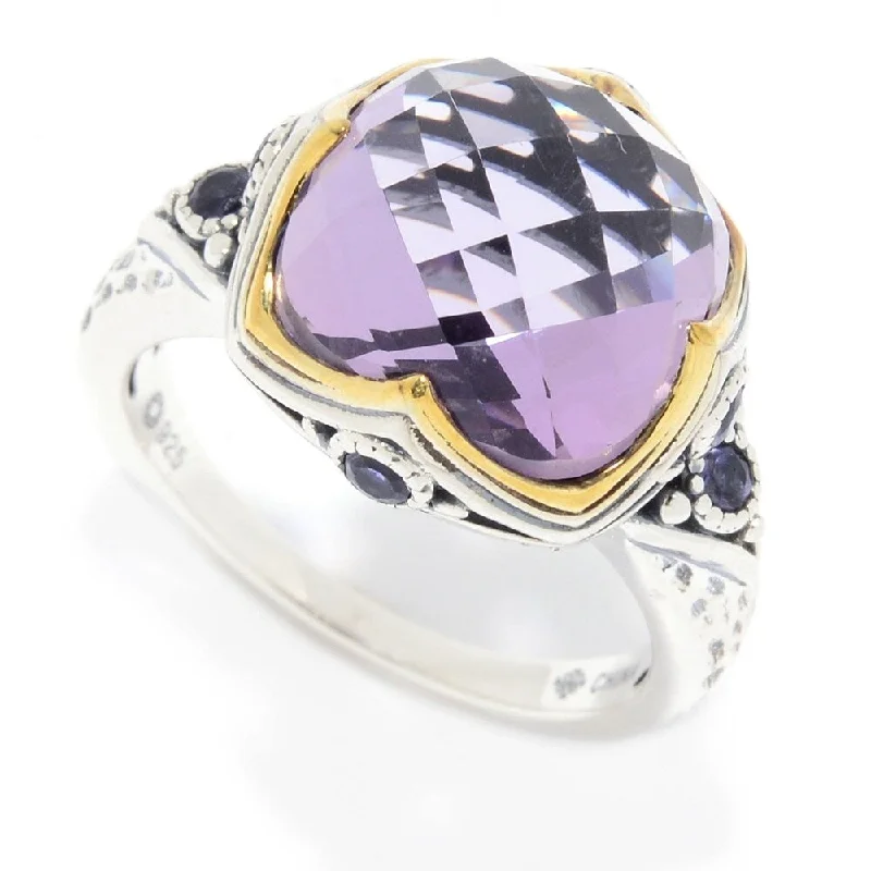 Women’s vintage platinum ring-Sterling Silver 7.19ctw Pink Amethyst & Iolite Ring