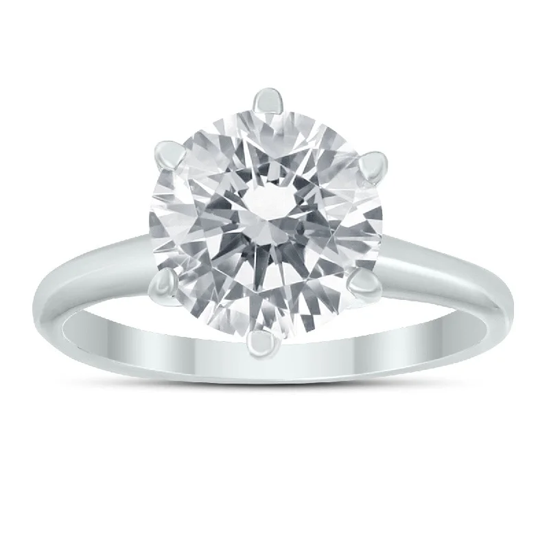 Women’s bold ring-Marquee 2 Carat Diamond Solitaire Ring in 14K White Gold (H-I Color, I1-I2 Clarity)