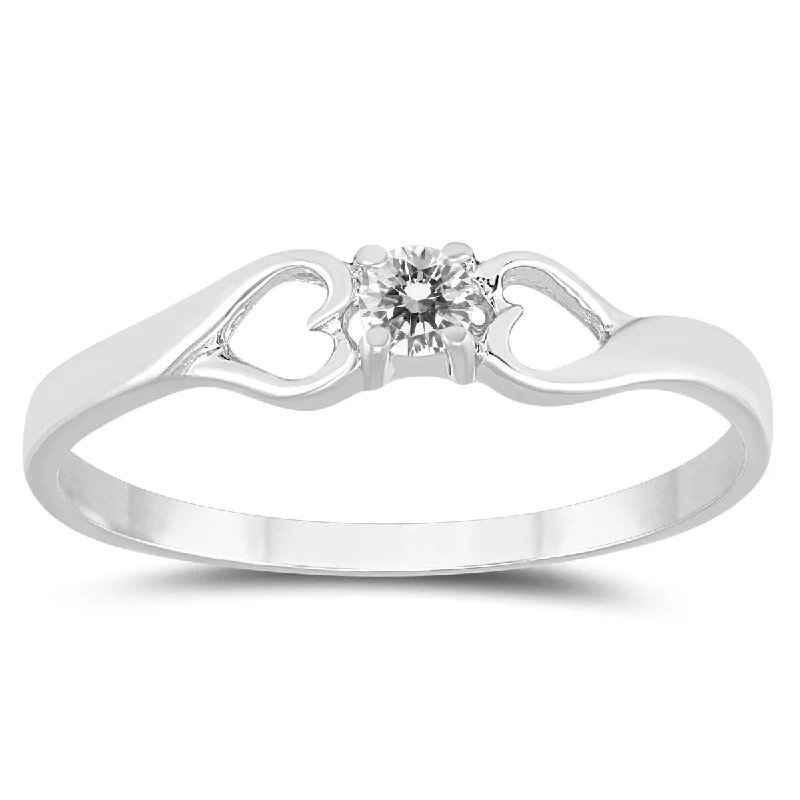 Women’s classic solitaire ring-Marquee 1/10 Carat TW Diamond Heart Promise Ring in 10K White Gold