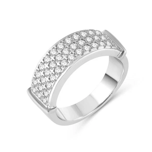 Women’s thick band ring-Sterling Silver with White Zircon Band Ring