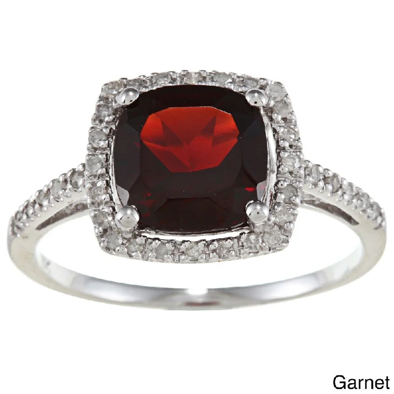 Women’s statement cocktail ring-Viducci 10k Gold Cushion-cut Gemstone and 1/5ct TDW Diamond Ring (G-H, I1-I2)