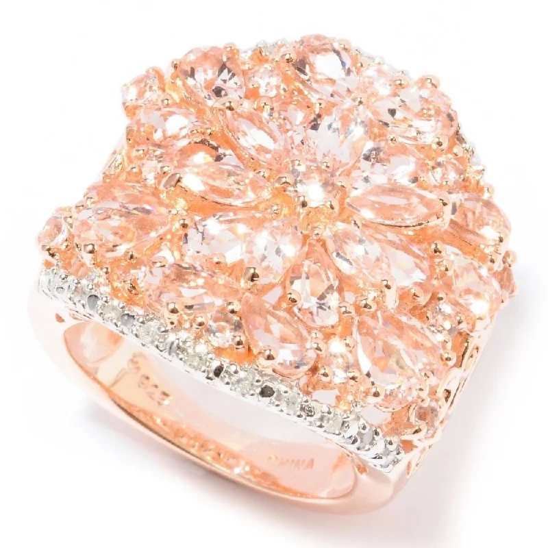 Women’s gemstone engagement ring-Rose Gold Plated Over Sterling Silver Morganite and Diamond Ring