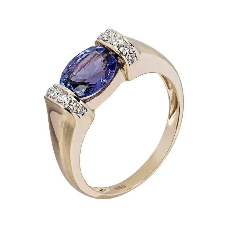 Women’s adjustable band ring-14K Gold Tanzanite and Diamond Ring