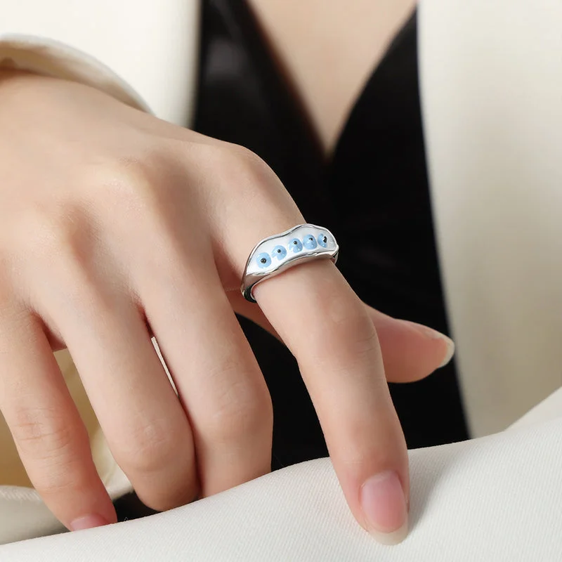 A029-White Glaze Steel Ring