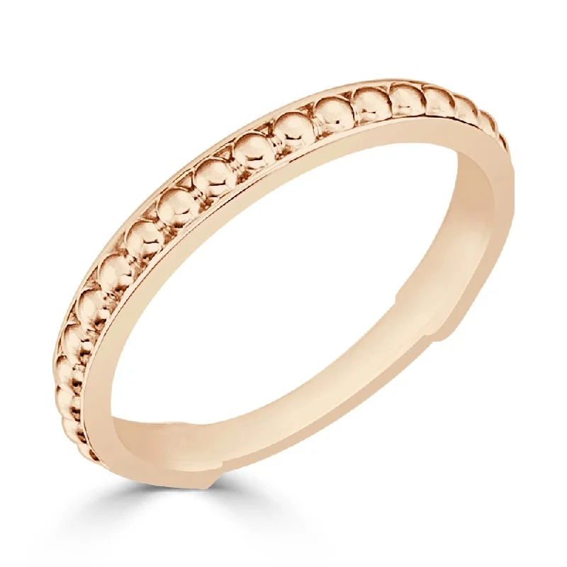 Women’s minimal ring-Auriya 10K Gold Simple Modern Bead Stack Anniversary Ring