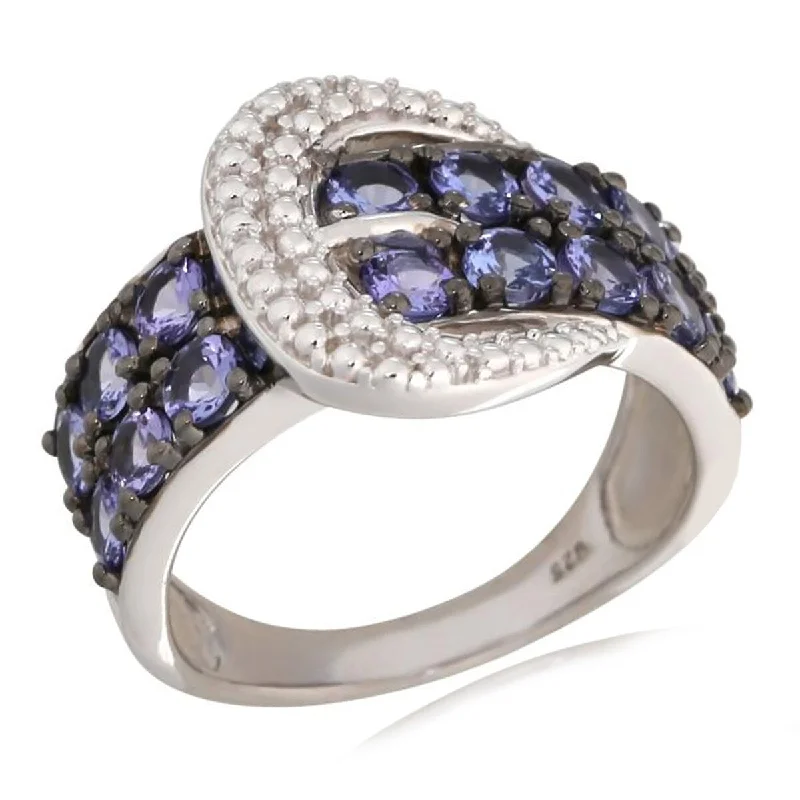 Women’s engraved ring-925 Sterling Silver Tanzanite Gemstone Ring