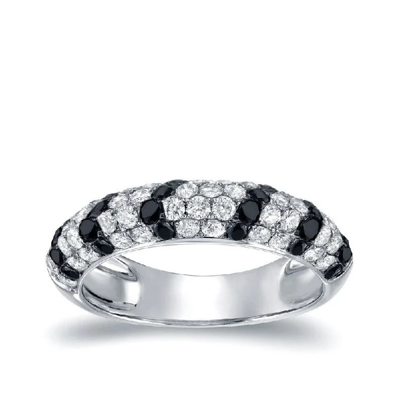 Women’s bold ring-Auriya Multi-Row Pave Black and White Diamond Ring 3/4ct TDW 14k White Gold