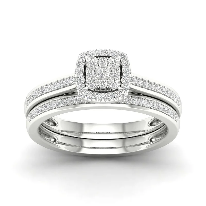 Women’s men’s style ring-De Couer S925 Sterling Silver 1/5ct TDW Diamond Bridal Ring