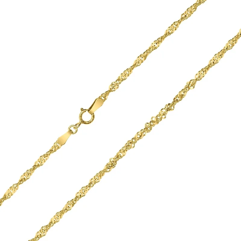 Women’s romantic promise ring-10K Yellow Gold 2.2mm Singapore Chain with Spring Ring Clasp - 20 Inch