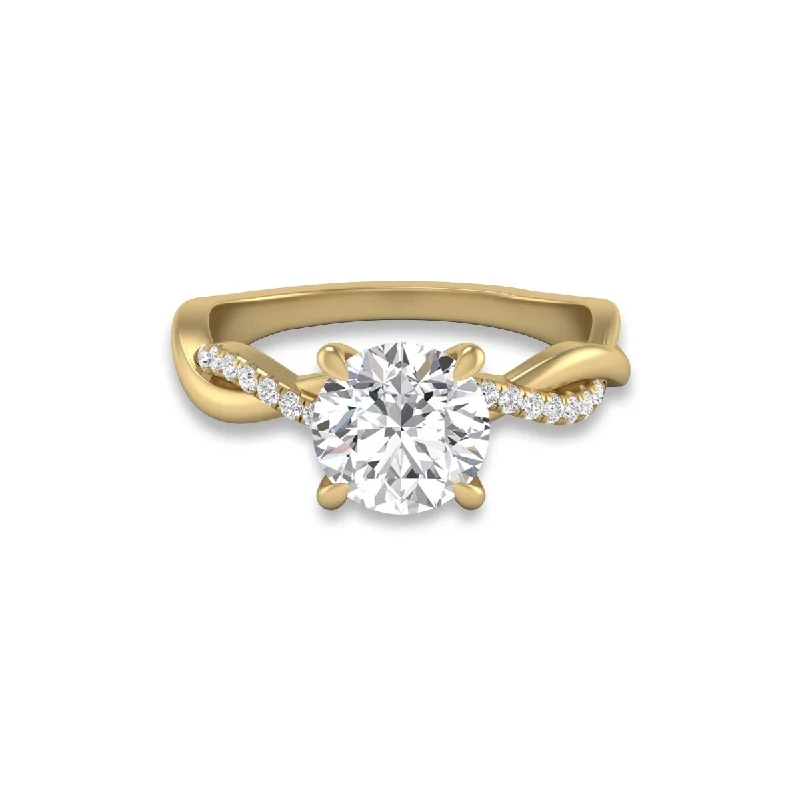 Women’s vintage gold ring-Marquee Agatha Twisted Pave Ring with IGI Certified 2.50 Carat Lab-Grown Round Diamond in 14K Yellow Gold