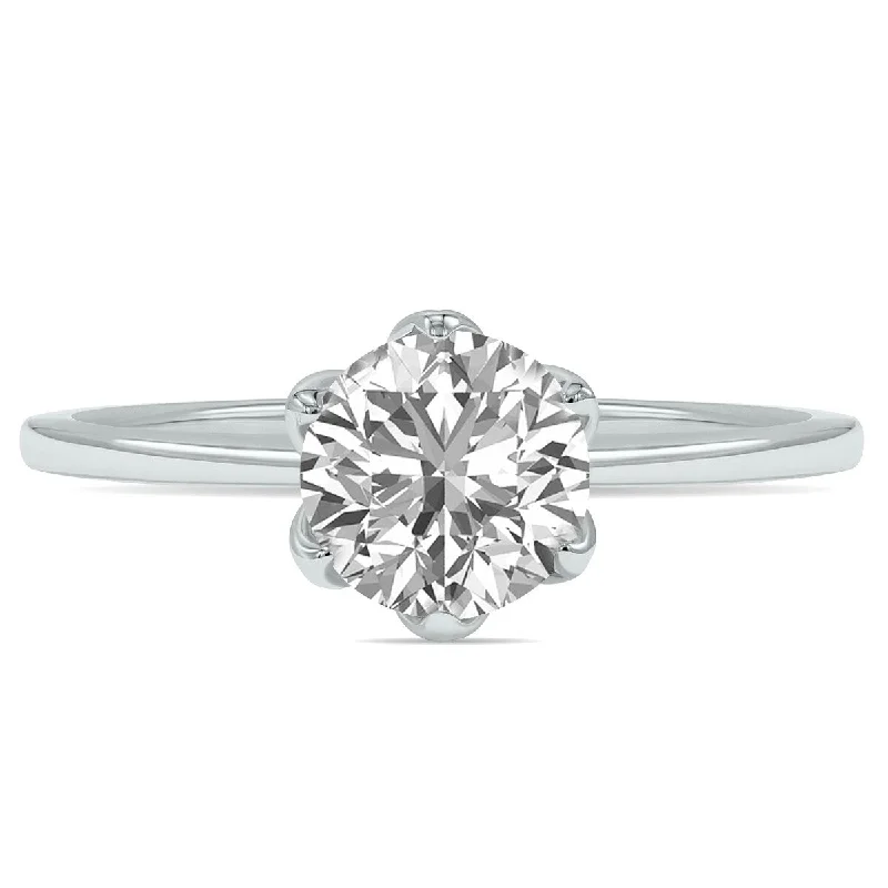 Women’s minimal ring-Marquee Lab Grown 1 Carat Diamond Solitaire Ring in 14K White Gold (F-G Color, VVS1-VVS2 Clarity)