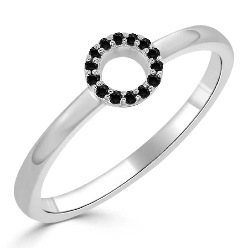 Women’s adjustable gemstone ring-Auriya 10k Gold 0.06ctw Petite Circle-shaped Black Diamond Ring