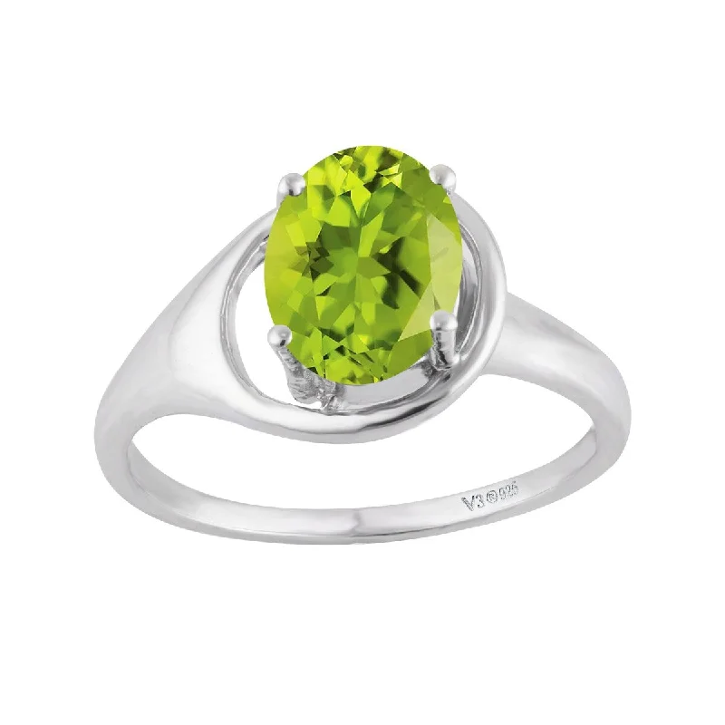 Women’s intricate ring-Sterling Silver with Natural Peridot Solitaire Ring