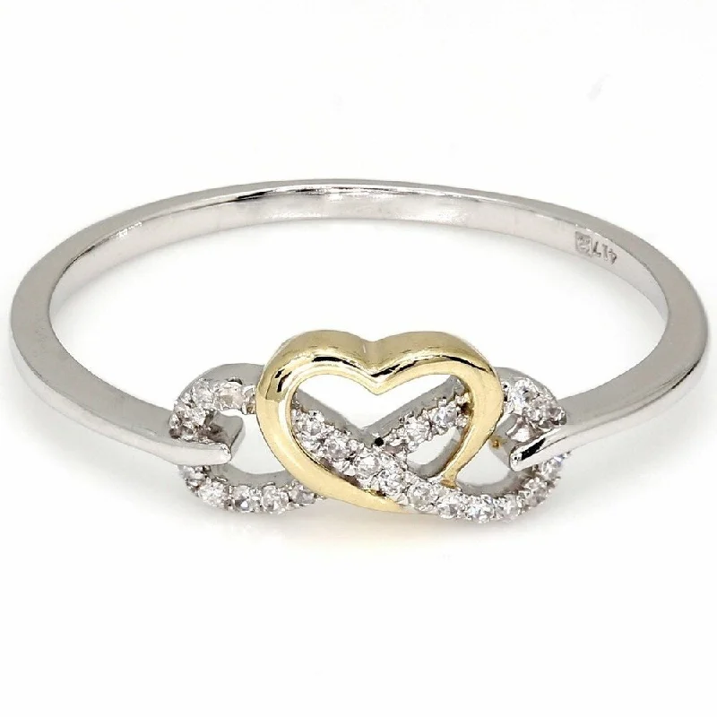 Women’s adjustable band ring-Pompeii3 10k Yellow & White Gold 0.6CT TDW Heart Shape Infinity Ring