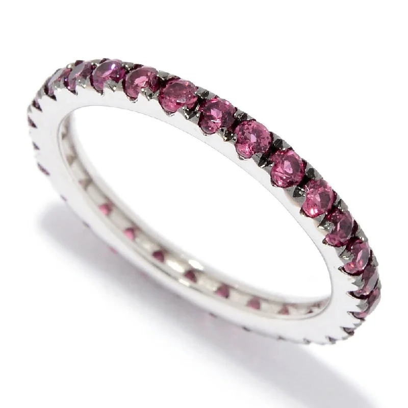 Women’s platinum ring-Sterling Silver Rhodolite Band Ring