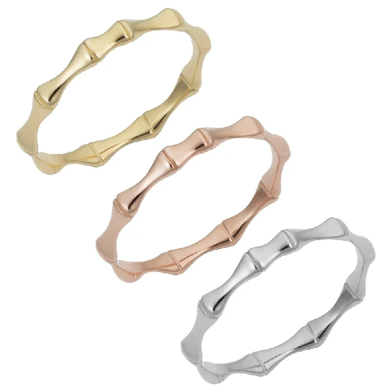 Women’s stackable silver rings-14k Yellow, Rose, White Gold 2.6 millimeter Bamboo Ring (size 5-8)