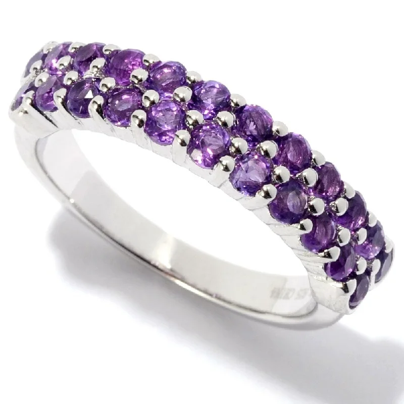 Women’s cocktail ring-Rhodium Over Sterling Silver 1ctw African Amethyst Band Ring