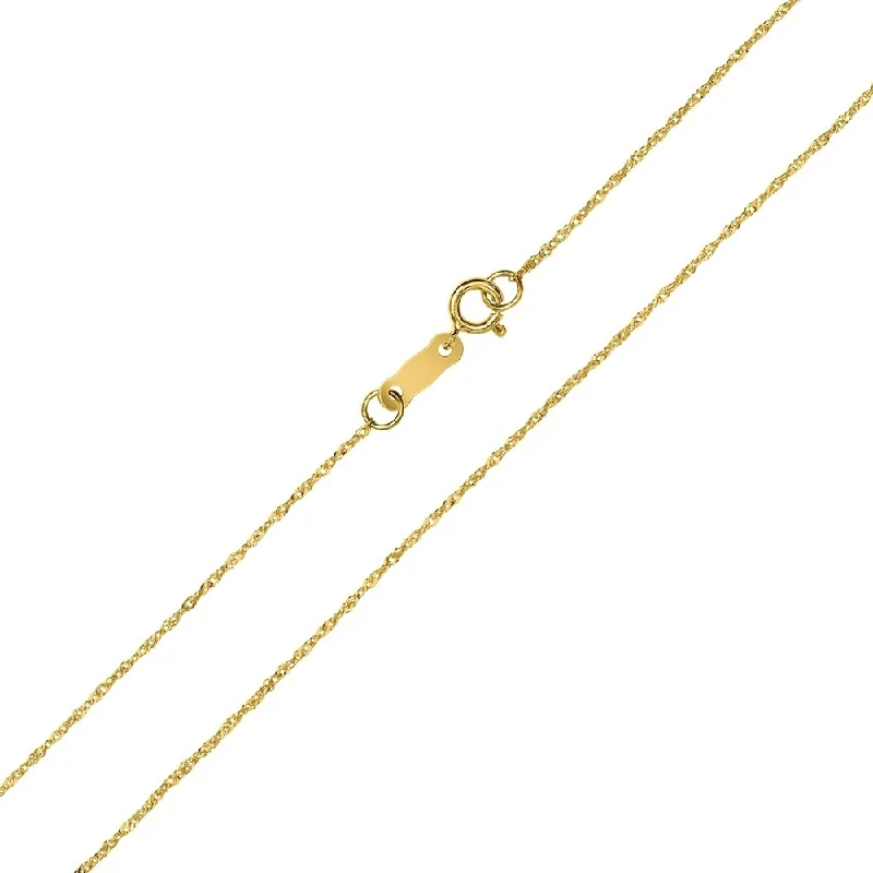 Women’s wedding band-10K Yellow Gold 0.8MM Singapore Chain with Spring Ring Clasp - 18 Inch