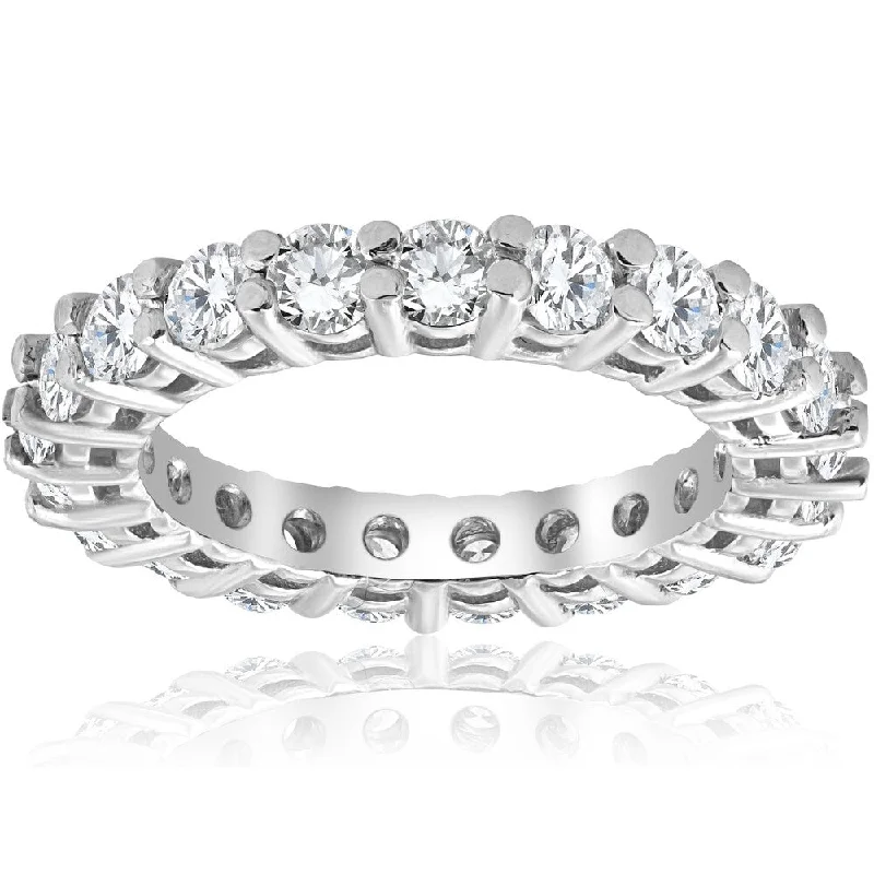 Women’s ring set-Pompeii3 2 3/8 cttw 14K White Gold Round Shared Prong Diamond Eternity Ring - White H-I