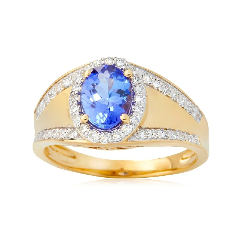 Women’s classic wedding ring-14KT Yellow Gold Tanzanite and Diamond Ring