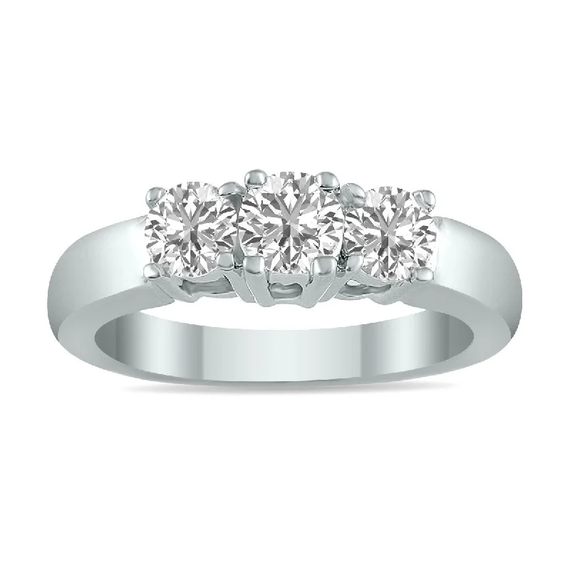 Women’s eternity ring-Marquee 1 CTW Three Stone Lab Grown Diamond Ring in 14K White Gold