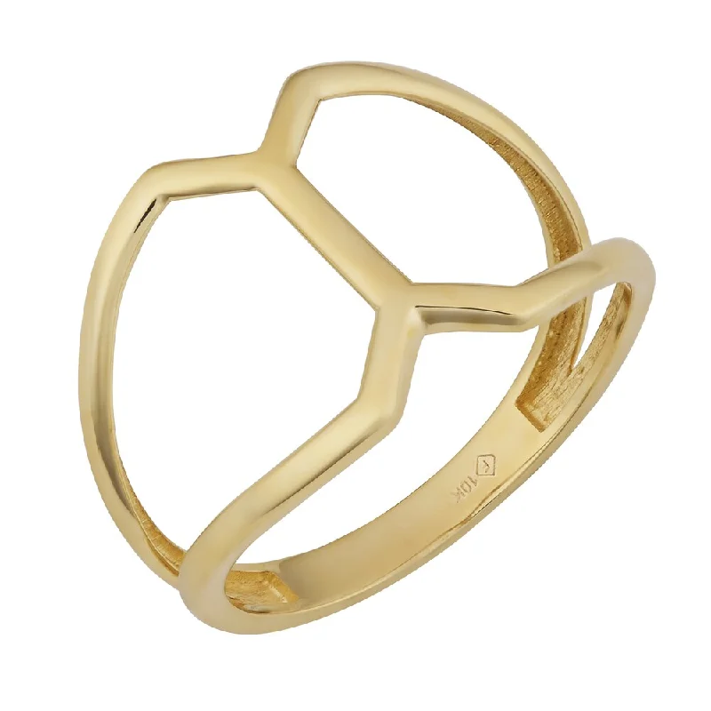 Women’s adjustable gemstone ring-Fremada 10k Yellow Gold High Polish Geometric Ring (size 6 - 9)