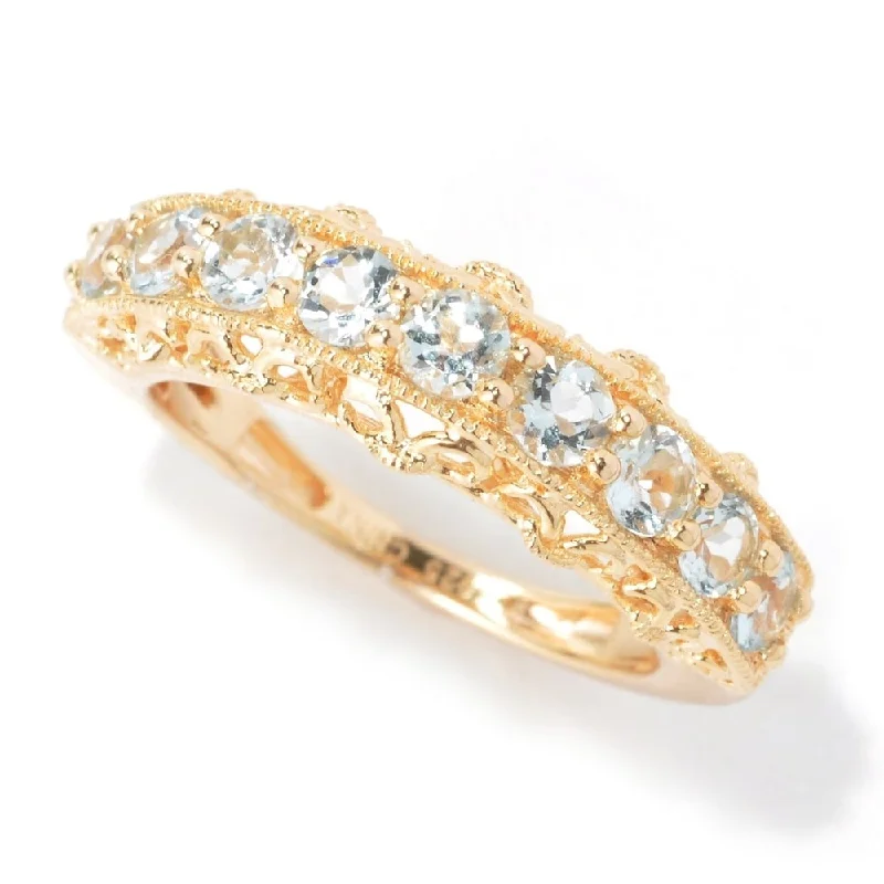 Women’s cubic zirconia wedding ring-Yellow Gold Over Sterling Silver Aquamarine Ring