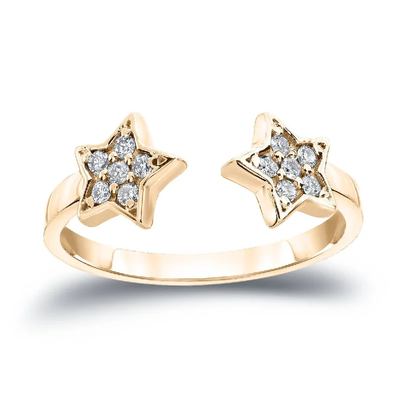 Women’s gemstone ring-Auriya 14k Gold Stackable Open Star Diamond Ring 1/8ct TW