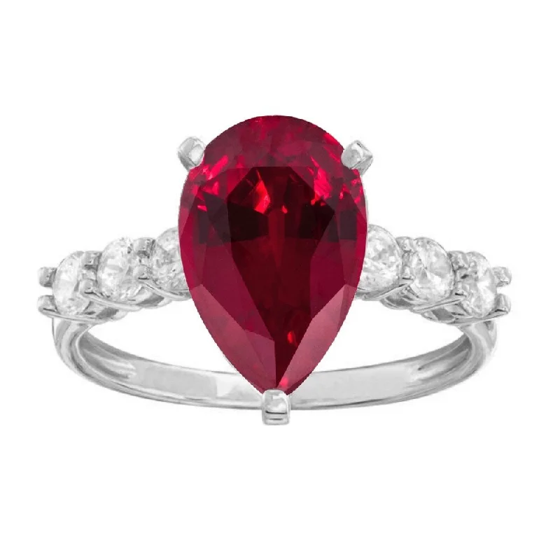 Women’s cross ring-Sterling Silver with Ruby and Natural White Topaz Eangagement Ring