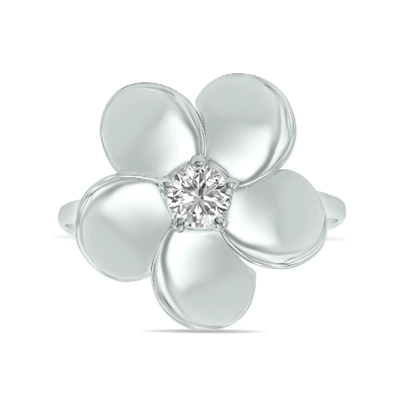 Women’s men’s style ring-Marquee 1/3 CTW Lab Grown Diamond Flower Ring in 10K White Gold (F-G Color, VS1- VS2 Clarity)